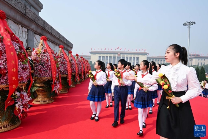 　　烈士纪念日向人民英雄敬献花篮仪式在北京天安门广场隆重举行（2022年9月30日摄）。新华社记者 饶爱民 摄