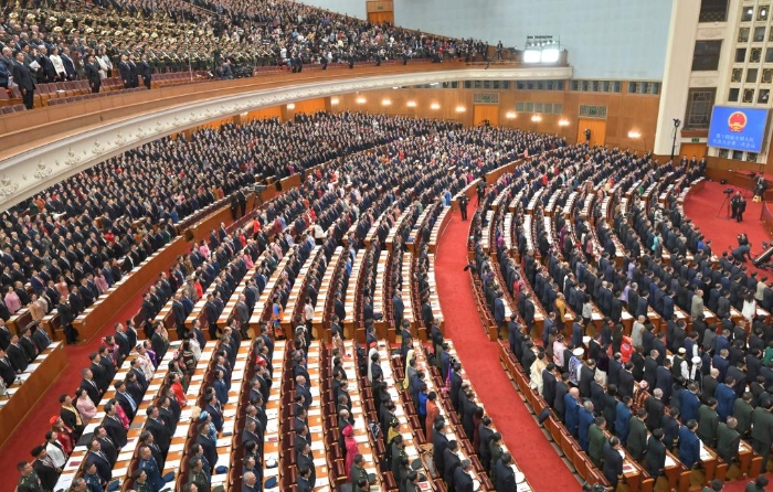 2024年3月5日，第十四届全国人民代表大会第二次会议在北京人民大会堂开幕。新华社记者才扬 摄